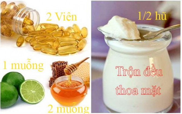 Vitamin trộn với chanh, mật ong và sữa chua không đường